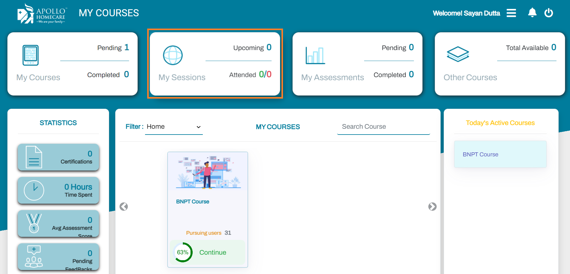 Today Active Courses