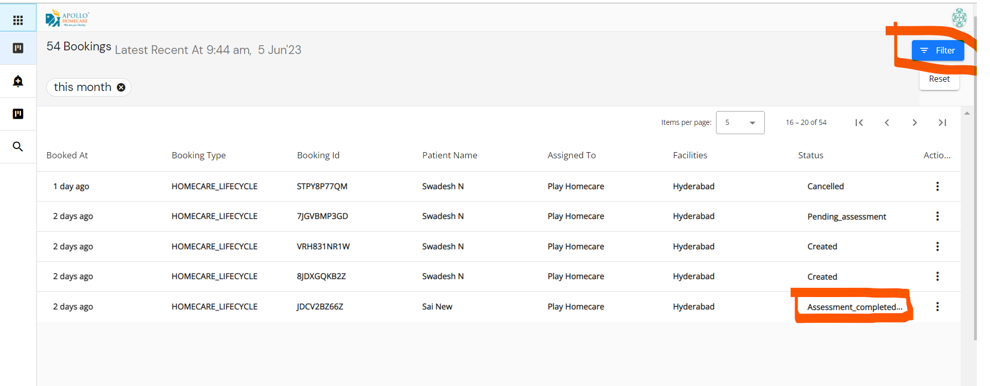 Booking Assessment Completed