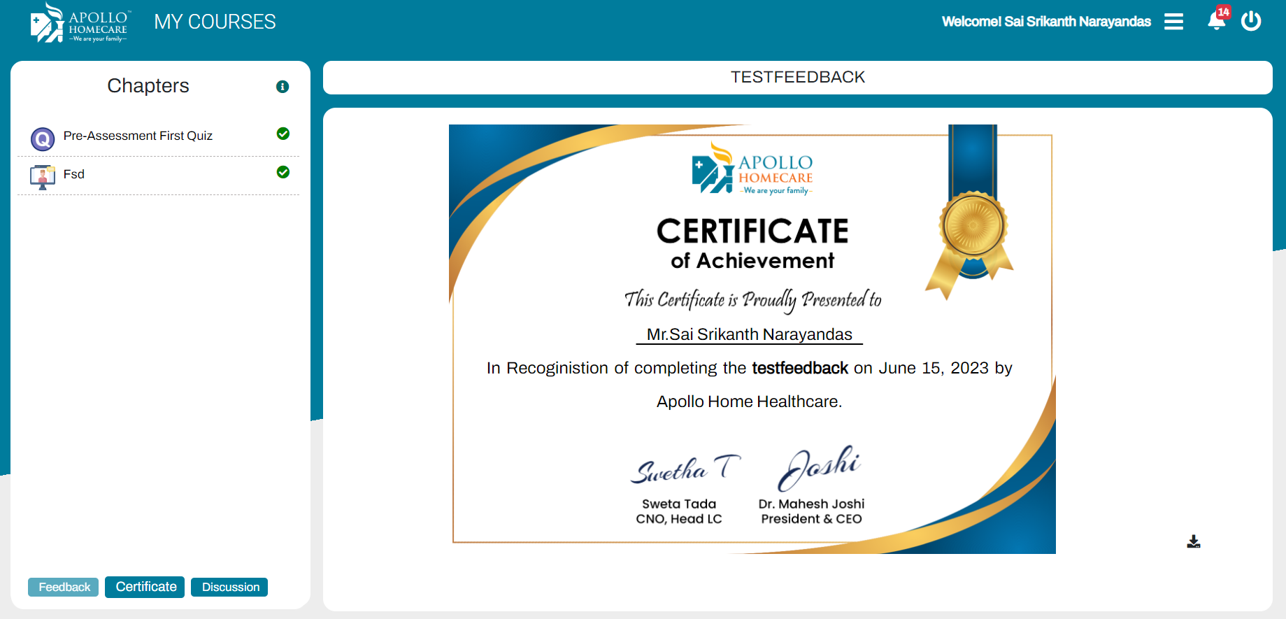 Today Active Courses