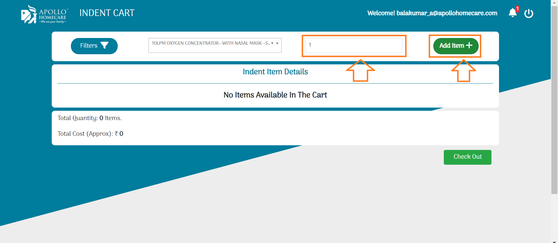 How to update Item&#39;s quantity in Indent