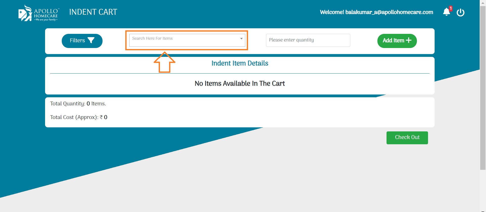 How to Search Item&#39;s in Indent