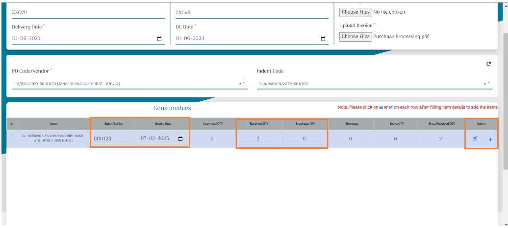 Search Item In Indent: