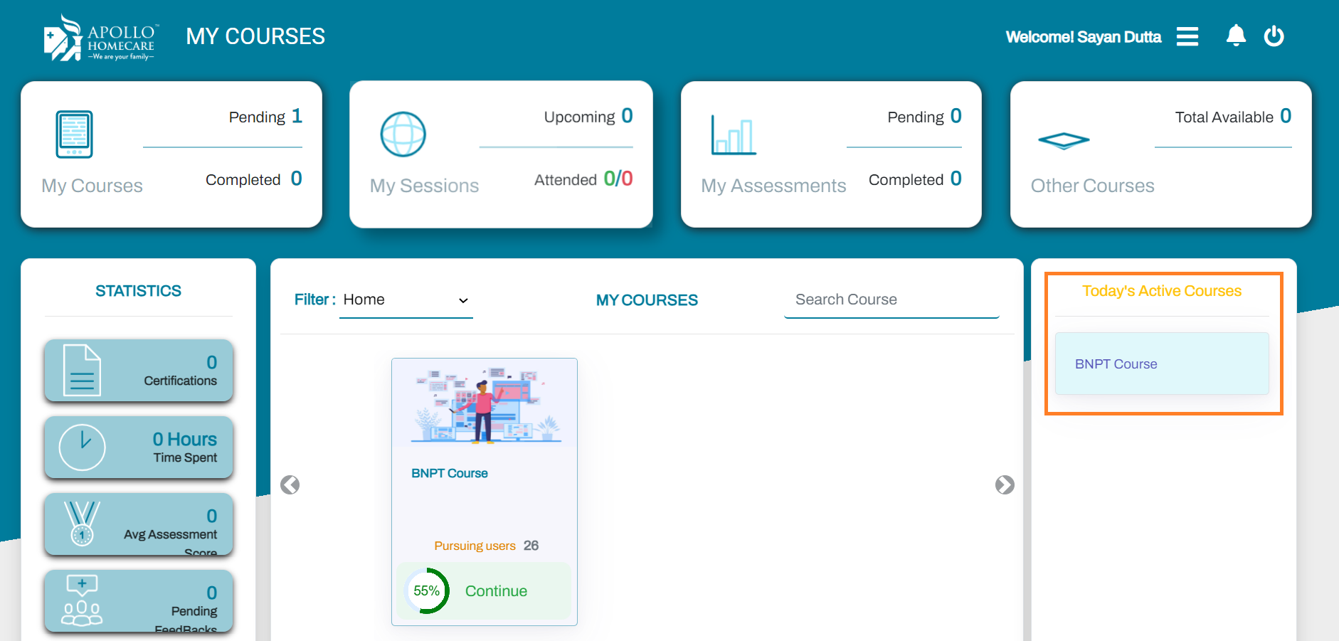 Today Active Courses